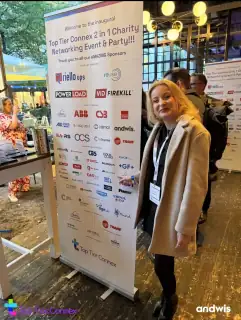 Beside the sponsor roller banner
